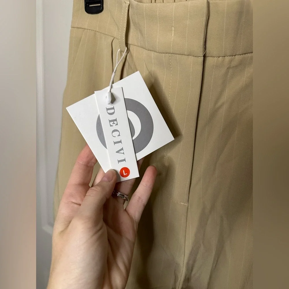 Tan Wide-Leg‎ Trousers - Picture 2 of 3